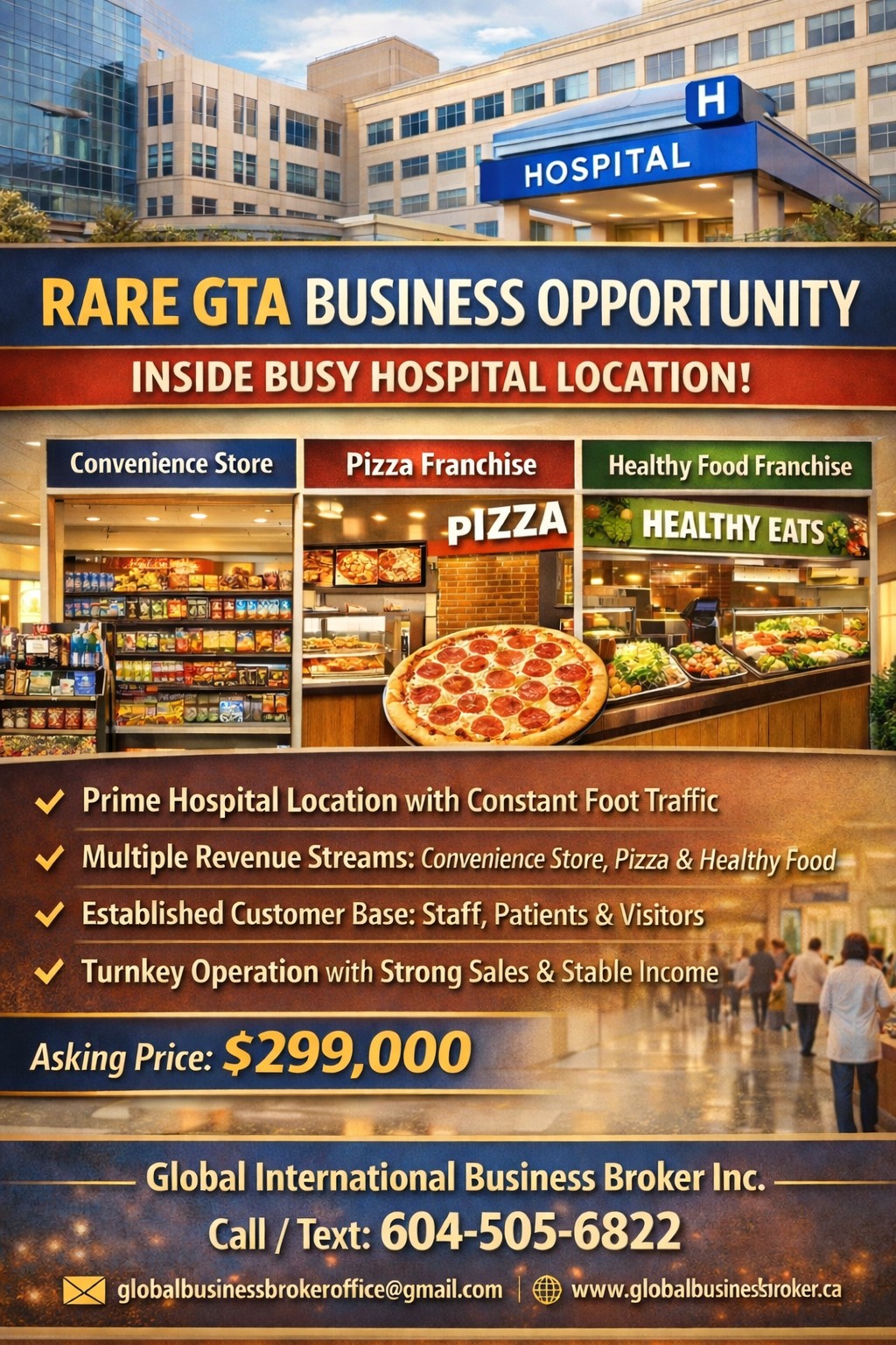 RARE GTA BUSINESS OPPORTUNITY – INSIDE A MAJOR HOSPITAL